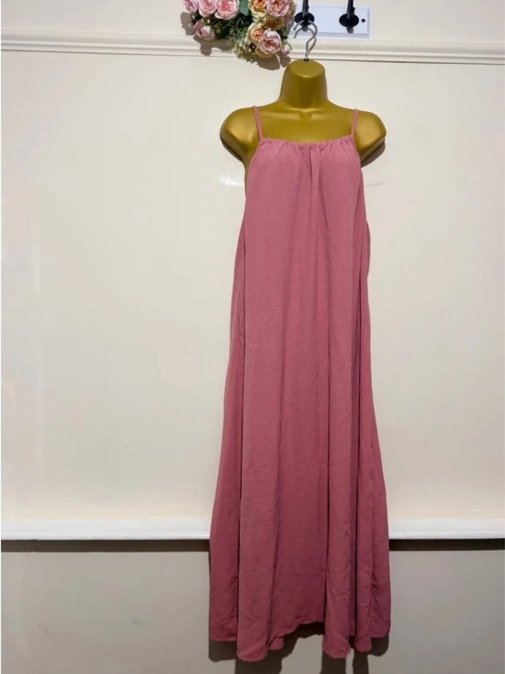 Dusty Rose Spaghetti-Strap Maxi Dress
